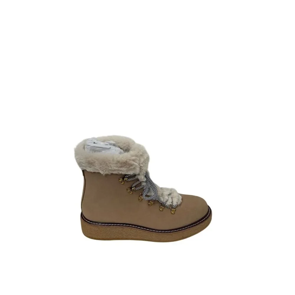 New J.Crew Women's Brown Leather Wedge Boots Size 8.5 Round Toe Winter - Picture 5 of 8
